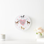 Pretty Ponies and Pink Heart Horse Runde Wanduhr (Zuhause)