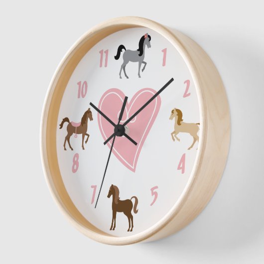 Pretty Ponies and Pink Heart Horse Uhr (Winkel)