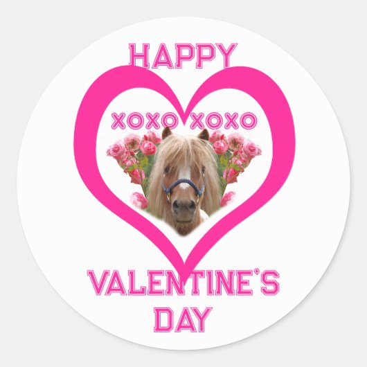 Pretty Pony in Pink Valentine's Day for Kids Runder Aufkleber (Vorderseite)
