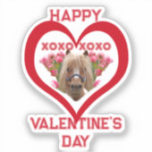 Pretty Pony in Red Valentine's Day for Kids Aufkleber (Vorderseite)