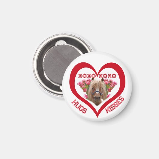 Pretty Pony in Red Valentine's Day Magnet (Vorderseite/Rückseite)