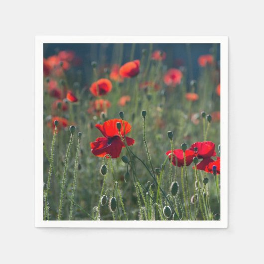 Pretty Poppies in Wild Meadow Photo Serviette (Vorderseite)