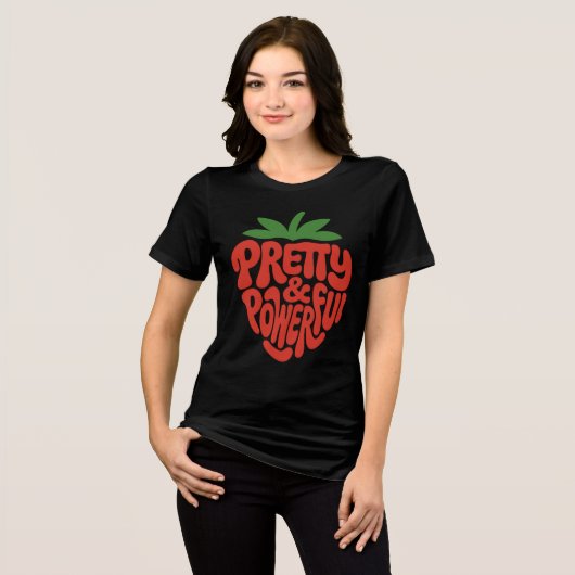 Pretty & Powerful Strawberry Icon Tri-Blend Shirt (Vorderseite voll)