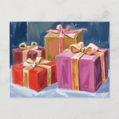 Pretty Presents Watercolor Feiertagspostkarte (Vorderseite)