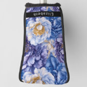 Pretty Pretty Blue Peony Personalized Golf Headcover (Rotieren 90)