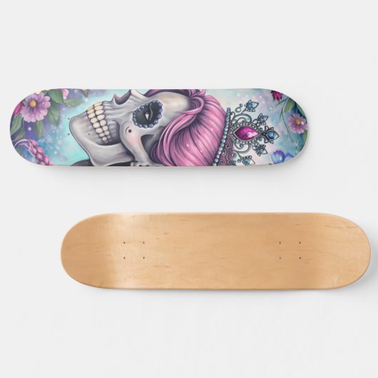 Pretty Princess Skull Skateboard (Horizontal)