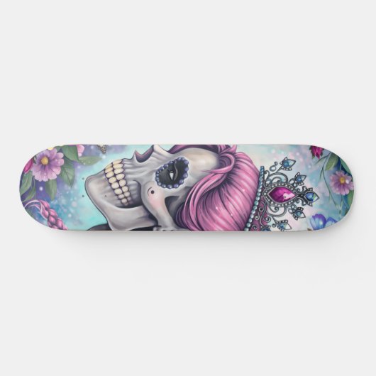 Pretty Princess Skull Skateboard (Horizontal)