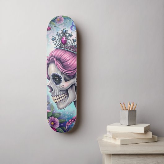 Pretty Princess Skull Skateboard (Wandkunst)