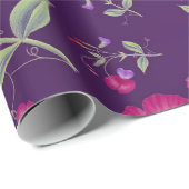 Pretty Purple and Pink Floral Pattern Geschenkpapier (Rolleneckpunkt)