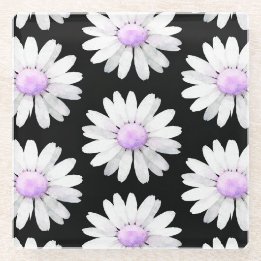 Pretty Purple Dotted Daisy's Glasuntersetzer (Vorderseite)