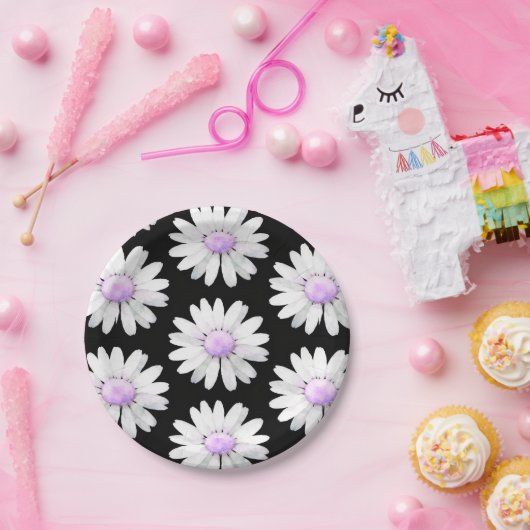 Pretty Purple Dotted Daisy's Pappteller (Party)