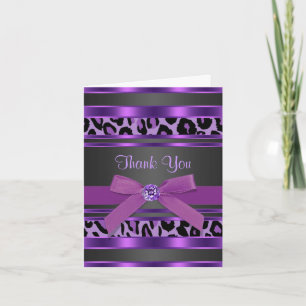 Pretty Purple Leopard Thank You Cards Dankeskarte