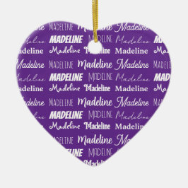 Pretty Purple Personalized Name Collage Christmas Keramik Ornament