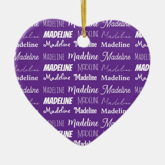 Pretty Purple Personalized Name Collage Christmas Keramik Ornament (Vorne)