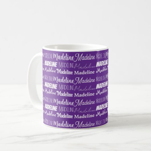Pretty Purple Personalized Name Collage Kaffeetasse (Vorderseite Links)
