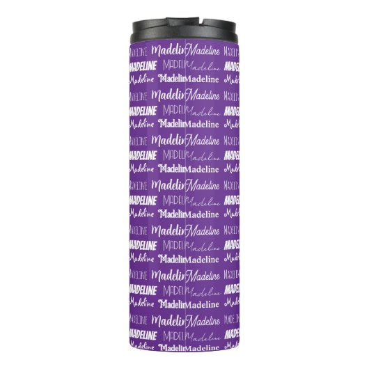 Pretty Purple Personalized Name Collage Thermosbecher (Rückseite)