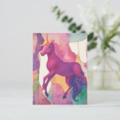Pretty Purple Unicorn Postkarte (Stehend Vorderseite)