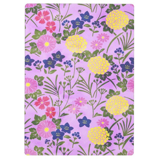 Pretty Purple Vintage Flower Pattern Klemmbrett (Rückseite)