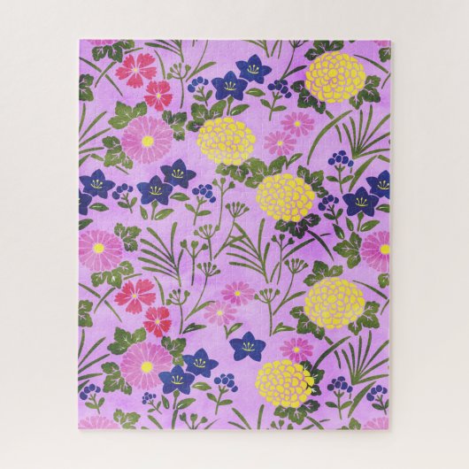 Pretty Purple Vintage Flower Pattern Puzzle (Vertikal)