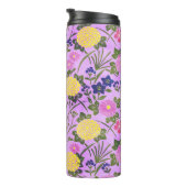 Pretty Purple Vintage Flower Pattern Thermosbecher (Nach rechts gedreht)