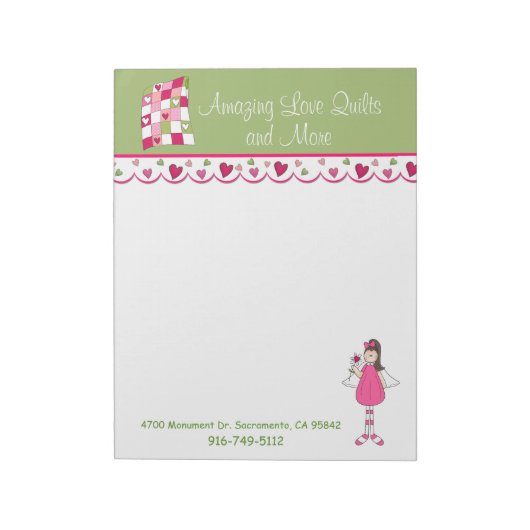 Pretty Quilting Business Large Note Pad Notizblock (Rotiert)