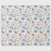 Pretty Red Blue Flowers Birthday Geschenkpapier (Flach)
