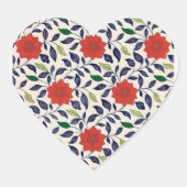 Pretty red floral pattern Herz-Aufkleber (Vorderseite)