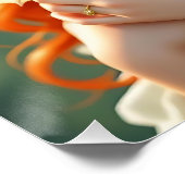 Pretty Red Haired Fairy with Dragon Poster (Ecke)