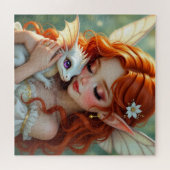 Pretty Red Haired Fairy with Dragon Puzzle (Horizontal)
