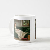 Pretty Red Haired Maiden Reading Book Lover Art Kaffeetasse (Vorderseite Links)