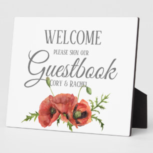 Pretty Red Poppies Guestbook Tabletop Plaque Fotoplatte