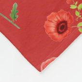 Pretty Red Poppies Pattern Monogram Fleecedecke (Ecke)