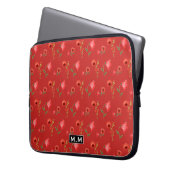Pretty Red Poppies Pattern Monogram Laptopschutzhülle (Vorderseite Links)