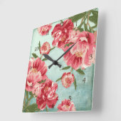 Pretty Retro Flower Chintz Peonies Personalized Quadratische Wanduhr (Winkel)