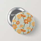 Pretty retro muted 1970s Flowers Button (Vorne & Hinten)