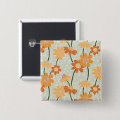 Pretty retro muted 1970s Flowers Button (Vorne & Hinten)