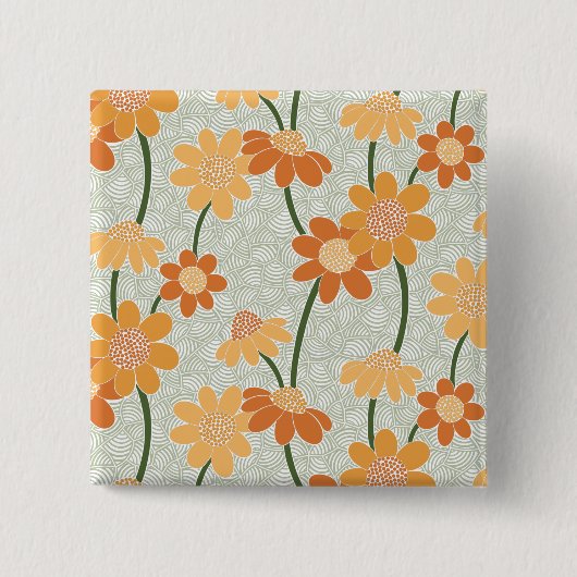 Pretty retro muted 1970s Flowers Button (Vorderseite)
