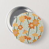 Pretty retro muted 1970s Flowers Button (Vorne & Hinten)