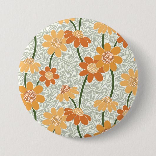 Pretty retro muted 1970s Flowers Button (Vorderseite)