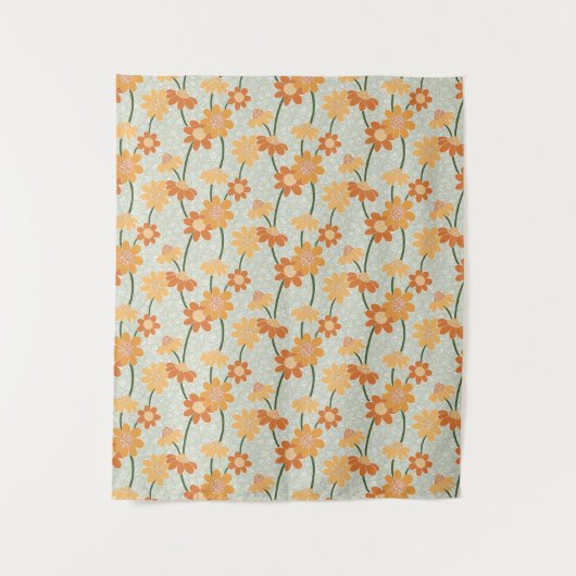 Pretty retro muted 1970s Flowers Wandteppich (Vorderseite)
