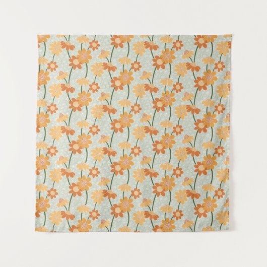 Pretty retro muted 1970s Flowers Wandteppich (Vorderseite)