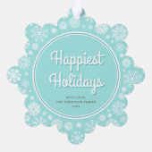 Pretty Retro Snowflakes Photo Christmas Holiday Ornament Karte (Rückseite)