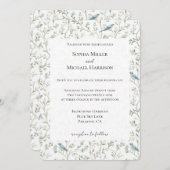 Pretty Romantic Blue Birds Dream Wedding Einladung (Vorne/Hinten)