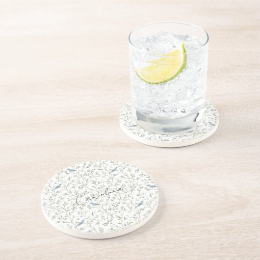 Pretty Romantic Blue Birds Getränkeuntersetzer (Seite)