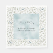 Pretty Romantic Blue Birds Leaves Wedding Serviette (Vorderseite)