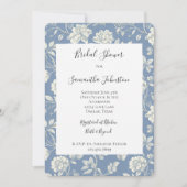 Pretty Romantic Blue Cream Flowers Bridal Shower Einladung (Vorderseite)