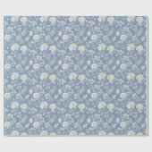 Pretty Romantic Blue Cream Flowers Bridal Shower Geschenkpapier (Flach)