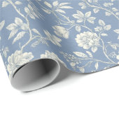 Pretty Romantic Blue Cream Flowers Bridal Shower Geschenkpapier (Rolleneckpunkt)