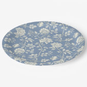 Pretty Romantic Blue Cream Flowers Bridal Shower Pappteller (Schrägansicht)