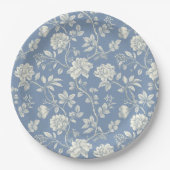 Pretty Romantic Blue Cream Flowers Bridal Shower Pappteller (Vorderseite)